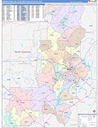 Durham-Chapel Hill Metro Area Wall Map Color Cast Style